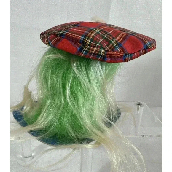 Vintage Troll Plaid Hat Green Beard, Red nose, Big‎ Eyes Golfer Scottish 4" - Picture 3 of 4